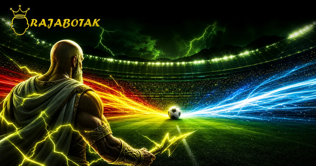 Ilustrasi final Spanyol melawan Argentina dengan maskot Zeus RajaBotak