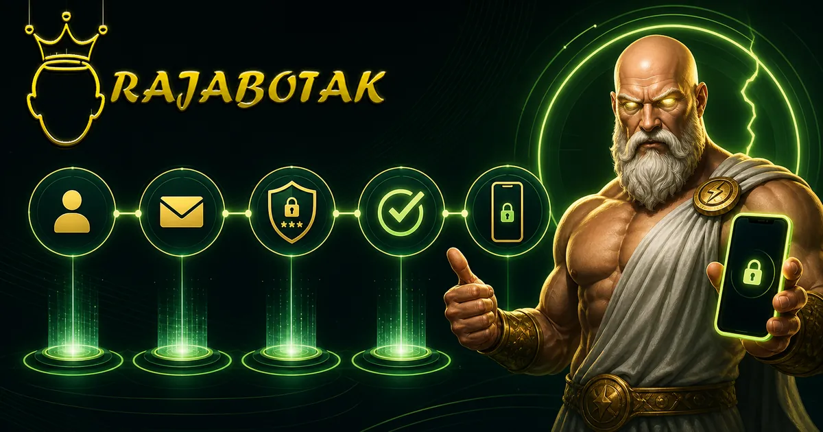 Panduan RajaBotak Daftar dengan maskot Zeus botak dan formulir pendaftaran