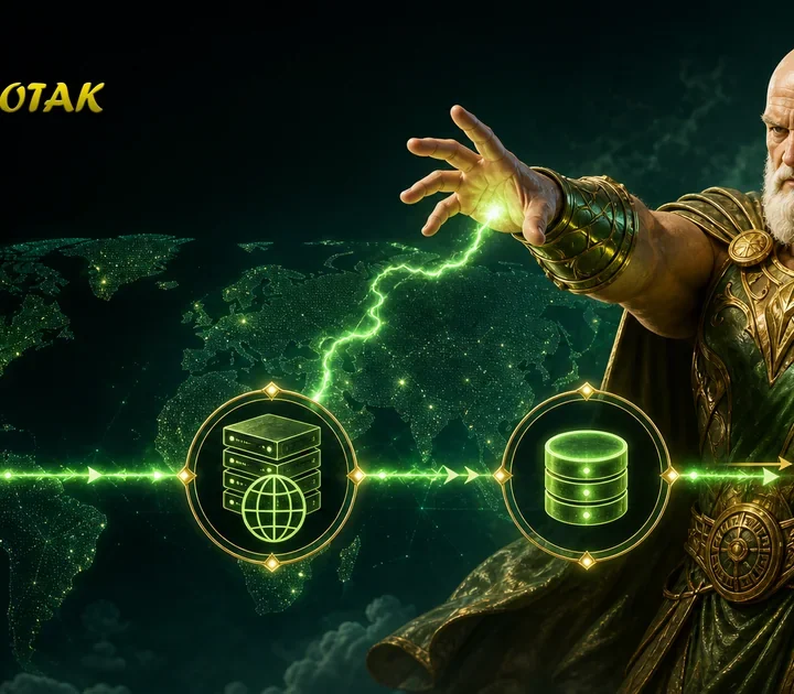 Maskot Zeus botak menjelaskan hubungan DNS CDN dan cache