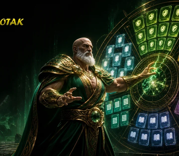 Maskot Zeus botak menyusun ringkasan panduan RajaBotak Agustus 2026