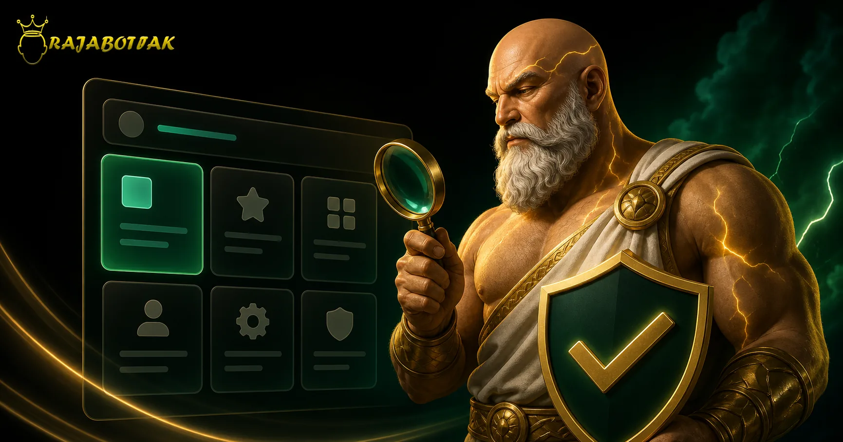 Zeus botak RajaBotak memeriksa fitur dan navigasi Slotjos